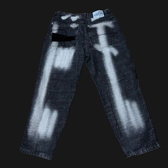 Vintage Lot 29 Black Denim Bleached Jeans Size 40x31 - Picture 3 of 6